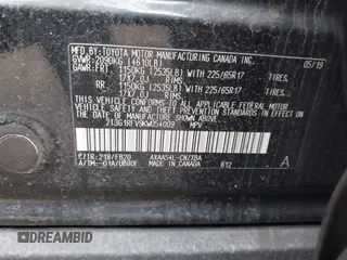2019 Toyota RAV4 LE with VIN 2T3G1RFV9KW054009, listed as a IAAI auction lot 41878271 with 78,551 mi miles and . Bid and sale history available at DreamBid. Image 9.
