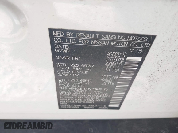 2016 Nissan Rogue S with VIN KNMAT2MT1GP648671, listed as a IAAI auction lot 41084406 with 97,275 mi miles and . Bid and sale history available at DreamBid. Image 9.