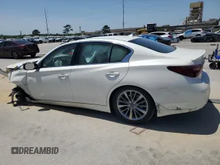 2020 Infiniti Q50 Luxe z VIN JN1EV7AP3LM202939, wystawiony jako Copart lot #57025175 z przebiegiem Nie podano mil oraz Szkoda całkowita • Salvage title. Historia ofert i sprzedaży dostępna na DreamBid. Obrazek 2.