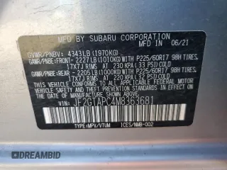 2021 Subaru Crosstrek Premium with VIN JF2GTAPC4M8363681, listed as a Copart auction lot 61309395 with 49,730 mi miles and Salvage title. Bid and sale history available at DreamBid. Image 14.