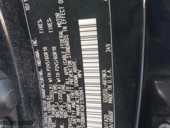 2015 Toyota Highlander LE with VIN 5TDBKRFH3FS102841, listed as a Copart auction lot 50806395 with 123,503 mi miles and Salvage Title. Bid and sale history available at carsss.com. Image 16.