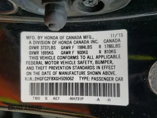 2016 Honda Civic Sedan EX with VIN 2HGFC2F8XGH509062, listed as a Copart auction lot 78390574 with 153,205 mi miles and Salvage Title. Bid and sale history available at carsss.com. Image 14.