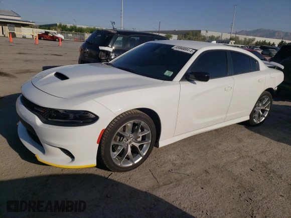 2023 Dodge Charger GT with VIN 2C3CDXHG7PH639336, listed as a Copart auction lot 55560004 with 3,968 mi miles and Salvage Title. Bid and sale history available at carsss.com. Image 1.