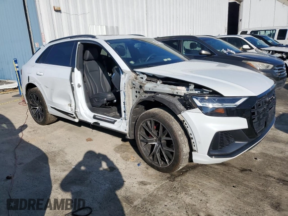 2021 Audi Q8 Premium Plus with VIN WA1EVAF16MD014460, listed as a Copart auction lot 83991764 with 53,464 mi miles and Salvage title. Bid and sale history available at DreamBid. Image 4.