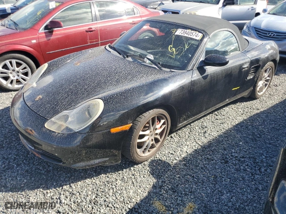 2004 Porsche Boxster S with VIN WP0CB29874U660773, listed as a Copart auction lot 73940574 with 82,435 mi miles and Salvage Title. Bid and sale history available at carsss.com. Image 1.