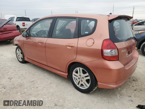 2007 Honda Fit Sport with VIN JHMGD38657S055456, listed as a Copart auction lot 89397795 with 249,679 mi miles and Salvage Title. Bid and sale history available at carsss.com. Image 2.