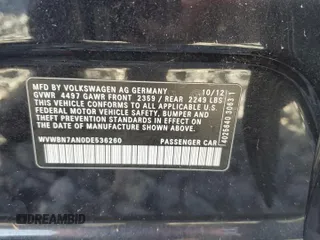 2013 Volkswagen CC R-Line с VIN WVWBN7AN0DE536260, выставлен на аукционе Copart как лот 60519815 с пробегом 134 118 миль миль и Чистый • Clean title. История ставок и продаж доступна на DreamBid. Изображение 12.