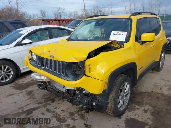 2016 Jeep Renegade Latitude with VIN ZACCJABT1GPE29482, listed as a IAAI auction lot 41694187 with Not Provided miles and . Bid and sale history available at carsss.com. Image 6.