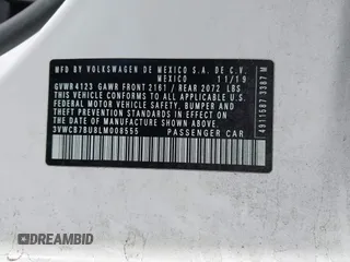 2020 Volkswagen Jetta S z VIN 3VWCB7BU8LM008555, wystawiony jako IAAI lot #41986229 z przebiegiem 54 251 mil mil oraz . Historia ofert i sprzedaży dostępna na DreamBid. Obrazek 9.