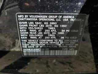2022 Volkswagen Atlas SE with VIN 1V2HE2CA3NC226199, listed as a Copart auction lot 81424834 with Not provided miles and Non repairable. Bid and sale history available at DreamBid. Image 13.
