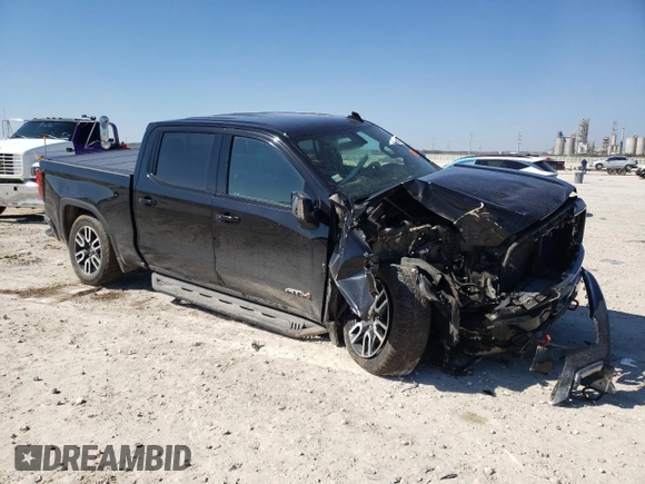2021 GMC Sierra 1500 AT4 with VIN 3GTP9EED0MG365003, listed as a Copart auction lot 43715645 with 70,051 mi miles and Salvage Title. Bid and sale history available at carsss.com. Image 4.