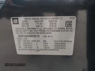 2014 Chevrolet Equinox LT with VIN 2GNFLGEK2E6248115, listed as a IAAI auction lot 41851005 with 89,059 mi miles. Bid and sale history available at carsss.com. Image 9.