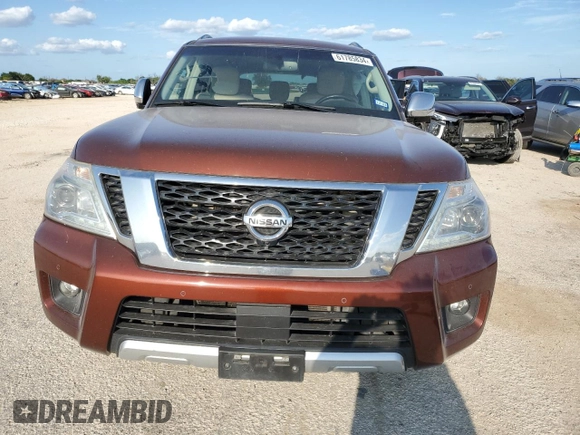 2017 Nissan Armada SL with VIN JN8AY2ND8H9010517, listed as a Copart auction lot 61785834 with 142,157 mi miles and Salvage Title. Bid and sale history available at carsss.com. Image 5.