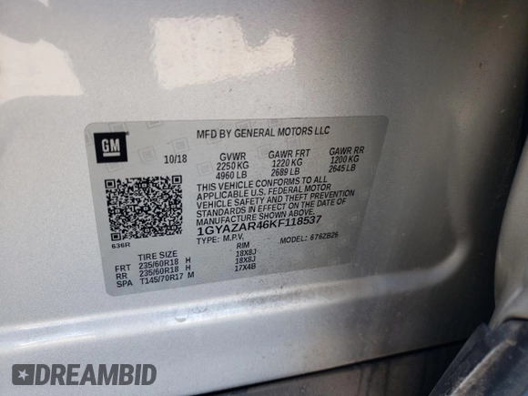 2019 Cadillac XT4 FWD Luxury z VIN 1GYAZAR46KF118537, wystawiony jako Copart lot #80746764 z przebiegiem 112 142 mil mil oraz Szkoda całkowita • Salvage title. Historia ofert i sprzedaży dostępna na DreamBid. Obrazek 13.