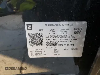2019 GMC Acadia Denali with VIN 1GKKNXLS2KZ181539, listed as a Copart auction lot 87649725 with 131,682 mi miles and Salvage title. Bid and sale history available at DreamBid. Image 13.