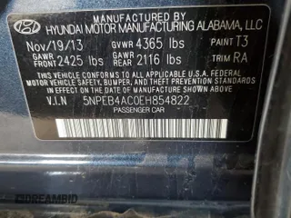 2014 Hyundai Sonata GLS with VIN 5NPEB4AC0EH854822, listed as a Copart auction lot 43057365 with 173,438 mi miles and Salvage Title. Bid and sale history available at carsss.com. Image 12.