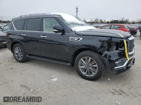2024 Infiniti QX80 LUXE with VIN JN8AZ2AE0R9330122, listed as a Copart auction lot 88678885 with 6,783 mi miles and Salvage Title. Bid and sale history available at carsss.com. Image 4.