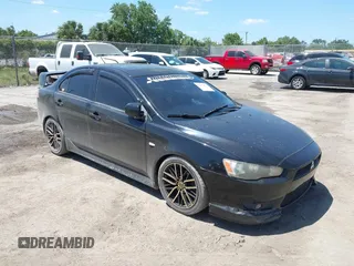 2008 Mitsubishi Lancer GTS with VIN JA3AU86U68U009743, listed as a IAAI auction lot 42167954 with 107,610 mi miles. Bid and sale history available at carsss.com. Image 1.