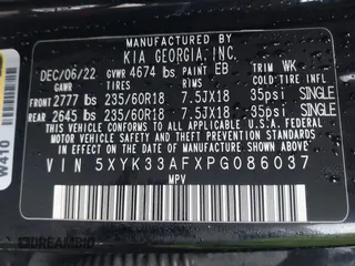 2023 Kia Sportage EX with VIN 5XYK33AFXPG086037, listed as a IAAI auction lot 41575527 with 29,029 mi miles. Bid and sale history available at carsss.com. Image 9.