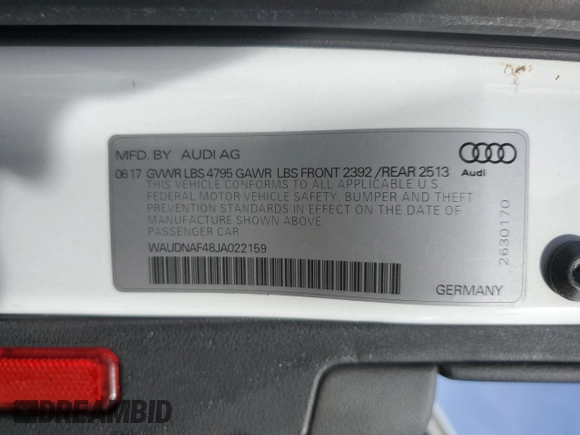 2018 Audi A4 Premium with VIN WAUDNAF48JA022159, listed as a Copart auction lot 44541125 with 78,585 mi miles and Salvage Title. Bid and sale history available at carsss.com. Image 12.
