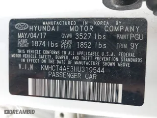 2017 Hyundai Accent SE with VIN KMHCT4AE3HU319544, listed as a IAAI auction lot 41557906 with 129,091 mi miles. Bid and sale history available at carsss.com. Image 9.