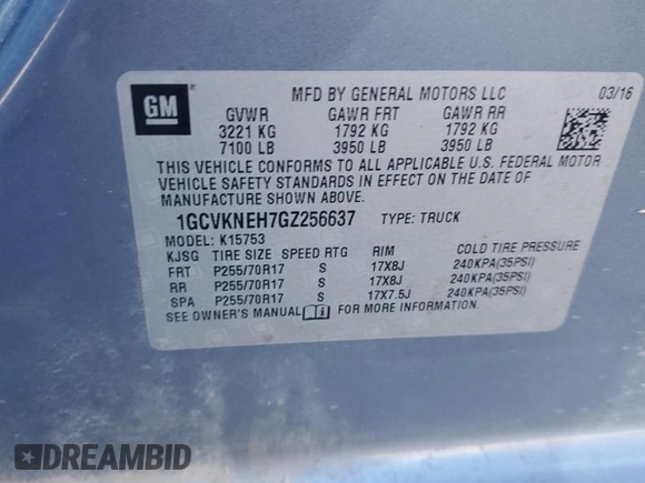 2016 Chevrolet Silverado 1500 Work Truck with VIN 1GCVKNEH7GZ256637, listed as a Copart auction lot 77653504 with 72,602 mi miles and Salvage Title. Bid and sale history available at carsss.com. Image 14.