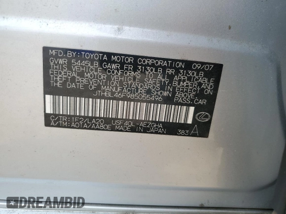 2008 Lexus LS 460 z VIN JTHBL46F985055496, wystawiony jako Copart lot #53060695 z przebiegiem 239 488 mil mil oraz Szkoda całkowita • Salvage title. Historia ofert i sprzedaży dostępna na DreamBid. Obrazek 13.