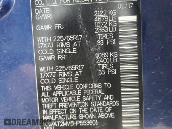 2017 Nissan Rogue S with VIN KNMAT2MV5HP553601, listed as a Copart auction lot 48413275 with 155,641 mi miles and Salvage Title. Bid and sale history available at carsss.com. Image 16.
