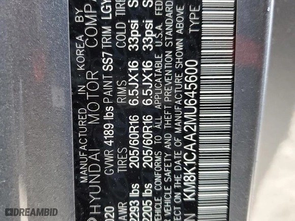 2021 Hyundai Kona SE with VIN KM8K1CAA2MU645600, listed as a Copart auction lot 47758695 with 74,039 mi miles and Salvage Title. Bid and sale history available at carsss.com. Image 12.