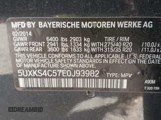 2014 BMW X5 xDrive35d with VIN 5UXKS4C57E0J93982, listed as a IAAI auction lot 42085173 with 169,908 mi miles. Bid and sale history available at carsss.com. Image 9.