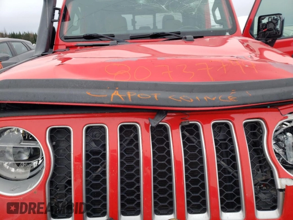 2020 Jeep Gladiator Overland with VIN 1C6HJTFG9LL152701, listed as a Copart auction lot 80737794 with 61,654 mi miles and Salvage title. Bid and sale history available at DreamBid. Image 11.