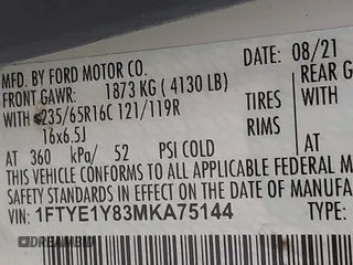 2021 Ford Transit Cargo with VIN 1FTYE1Y83MKA75144, listed as a IAAI auction lot 42079483 with 45,671 mi miles. Bid and sale history available at carsss.com. Image 9.