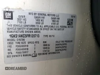2015 GMC Yukon SLE with VIN 1GKS1AKC5FR120713, listed as a Copart auction lot 48009325 with 133,372 mi miles and Salvage Title. Bid and sale history available at carsss.com. Image 15.