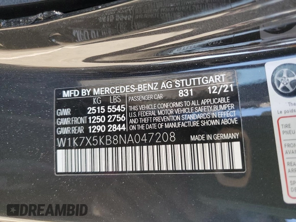 2022 Mercedes-Benz AMG GT 43 с VIN W1K7X5KB8NA047208, выставлен на аукционе Copart как лот 75764383 с пробегом 20 855 миль миль и . История ставок и продаж доступна на DreamBid. Изображение 13.