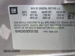 2012 Buick LaCrosse Leather with VIN 1G4GC5E33CF231302, listed as a IAAI auction lot 42028945 with 94,131 mi miles and . Bid and sale history available at DreamBid. Image 9.