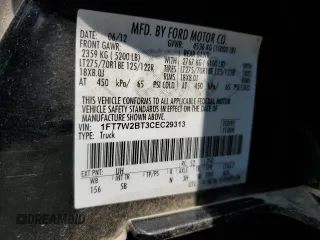 2012 Ford F-250 XL with VIN 1FT7W2BT3CEC29313, listed as a Copart auction lot 59520865 with 171,911 mi miles and Salvage title. Bid and sale history available at DreamBid. Image 12.
