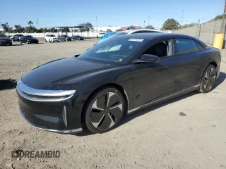 2023 Lucid Air Touring with VIN 50EA1TEA5PA002783, listed as a Copart auction lot 88159255 with 0 mi miles and Salvage Title. Bid and sale history available at carsss.com. Image 1.
