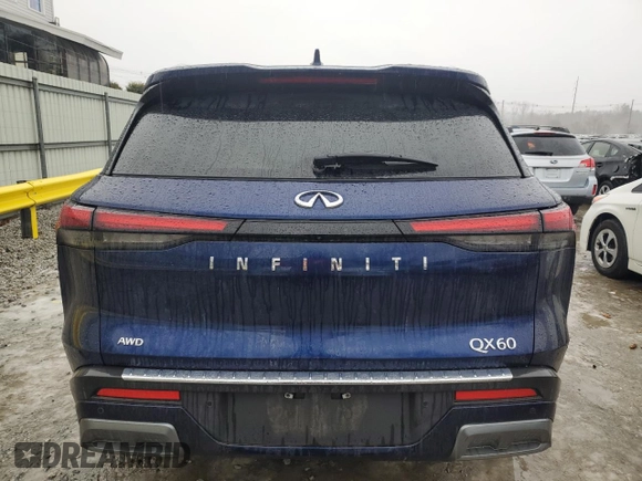 2022 Infiniti QX60 Luxe with VIN 5N1DL1FS6NC330038, listed as a Copart auction lot 43264245 with 28,453 mi miles and Salvage title. Bid and sale history available at DreamBid. Image 6.