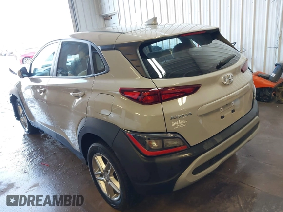 2022 Hyundai Kona SE with VIN KM8K2CAB2NU759376, listed as a IAAI auction lot 41645652 with 34,729 mi miles. Bid and sale history available at carsss.com. Image 3.