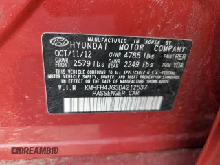 2013 Hyundai Azera with VIN KMHFH4JG3DA212537, listed as a Copart auction lot 62455324 with 130,531 mi miles and Clean Title. Bid and sale history available at carsss.com. Image 12.