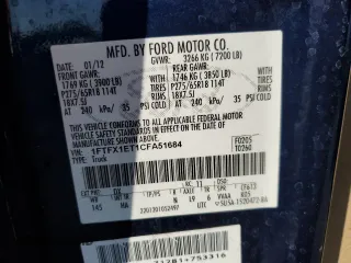 2012 Ford F-150 XL с VIN 1FTFX1ET1CFA51684, выставлен на аукционе Copart как лот 62637065 с пробегом Не указан миль и Списание • Salvage title. История ставок и продаж доступна на DreamBid. Изображение 13.