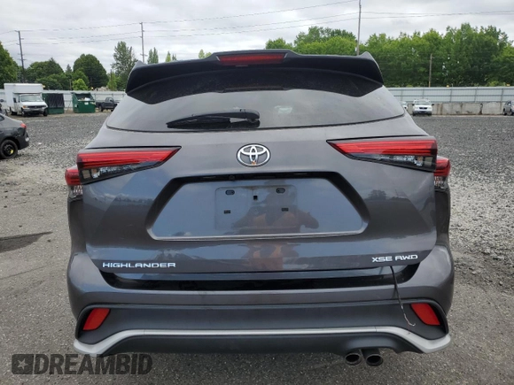 2021 Toyota Highlander XSE with VIN 5TDJZRBH0MS104704, listed as a Copart auction lot 59743145 with Not provided miles and Salvage title. Bid and sale history available at DreamBid. Image 6.