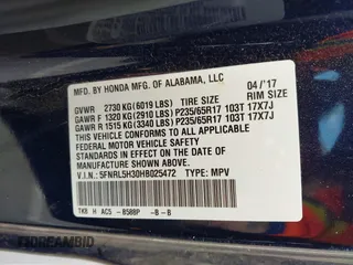 2017 Honda Odyssey SE with VIN 5FNRL5H30HB025472, listed as a IAAI auction lot 42212081 with 33,557 mi miles and . Bid and sale history available at carsss.com. Image 9.