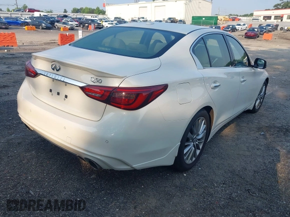 2023 Infiniti Q50 Luxe with VIN JN1EV7BP6PM512345, listed as a IAAI auction lot 42388297 with 11,204 mi miles and . Bid and sale history available at DreamBid. Image 4.