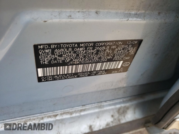 2010 Lexus ES 330 z VIN JTHBK1EG6A2371294, wystawiony jako Copart lot #60671445 z przebiegiem 186 935 mil mil oraz Szkoda całkowita • Salvage title. Historia ofert i sprzedaży dostępna na DreamBid. Obrazek 13.