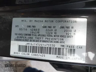 2016 Mazda 6 i Touring with VIN JM1GJ1V52G1473330, listed as a IAAI auction lot 41657684 with 138,064 mi miles and . Bid and sale history available at DreamBid. Image 9.