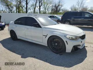 2015 BMW M3 with VIN WBS3C9C5XFP803228, listed as a Copart auction lot 52173245 with 105,597 mi miles and Salvage title. Bid and sale history available at DreamBid. Image 4.
