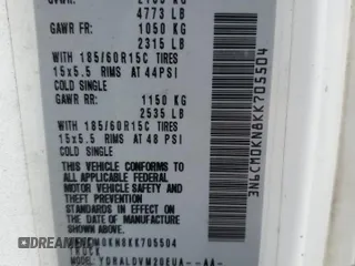 2019 Nissan NV200 S с VIN 3N6CM0KN8KK705504, выставлен на аукционе Copart как лот 48012905 с пробегом 496 166 миль миль и Чистый • Clean title. История ставок и продаж доступна на DreamBid. Изображение 13.