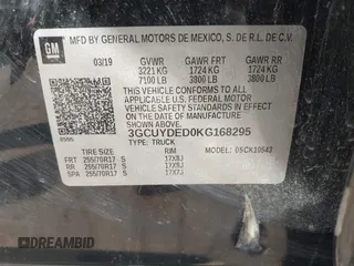 2019 Chevrolet Silverado 1500 LT with VIN 3GCUYDED0KG168295, listed as a IAAI auction lot 40256641 with 102,415 mi miles. Bid and sale history available at carsss.com. Image 9.