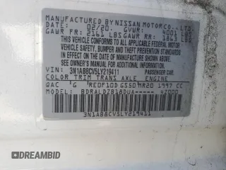 2020 Nissan Sentra SV with VIN 3N1AB8CV5LY219411, listed as a Copart auction lot 53054285 with 127,304 mi miles and Salvage Title. Bid and sale history available at DreamBid. Image 13.